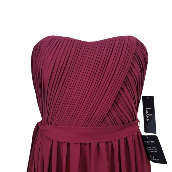 LULUS Be In Love NWT Strapless Pleated Chiffon Maxi Dress size S Bridesmaid - Picture 6 of 10